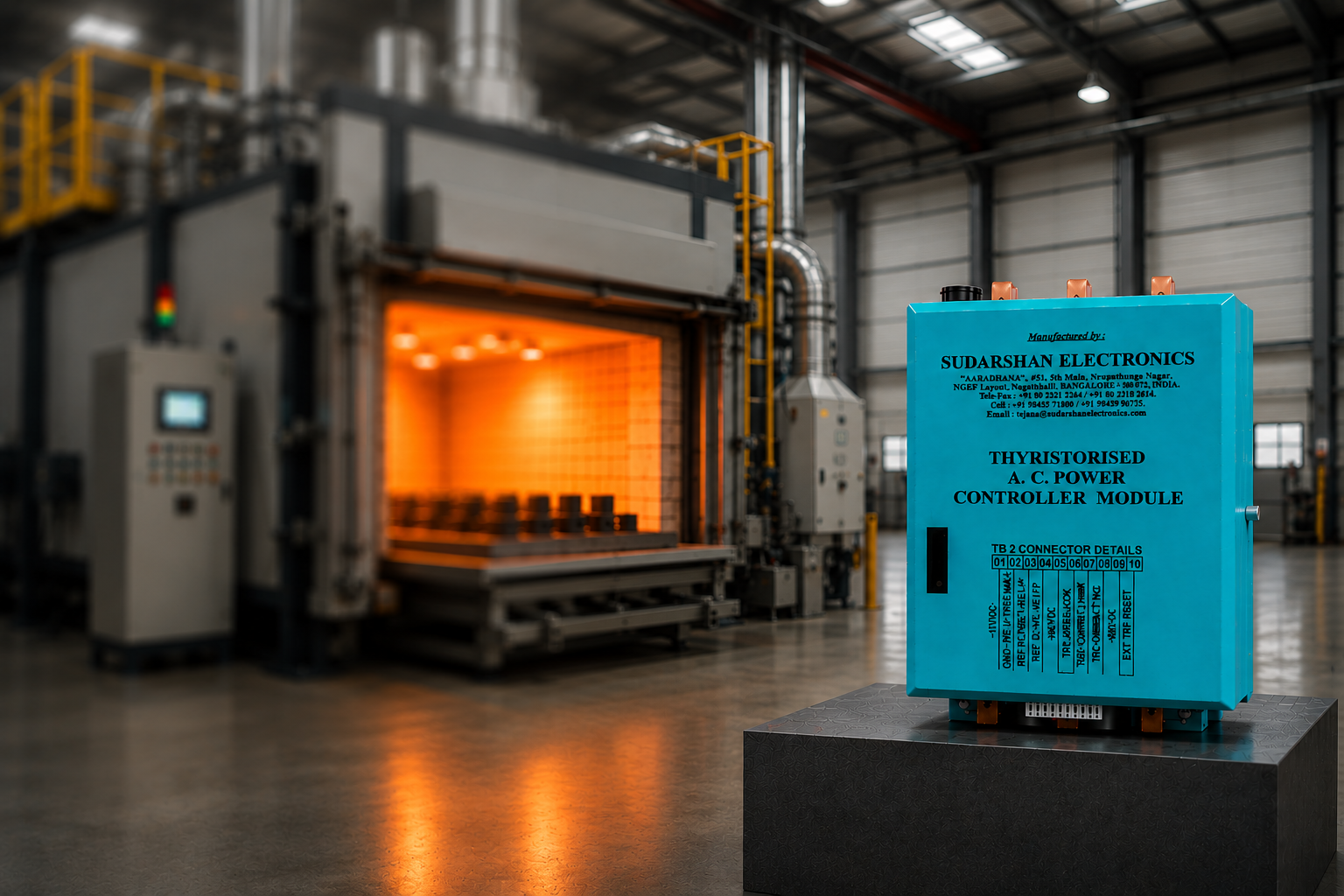 Sudarshan Electronics thyristorised AC power controller module in an industrial facility
